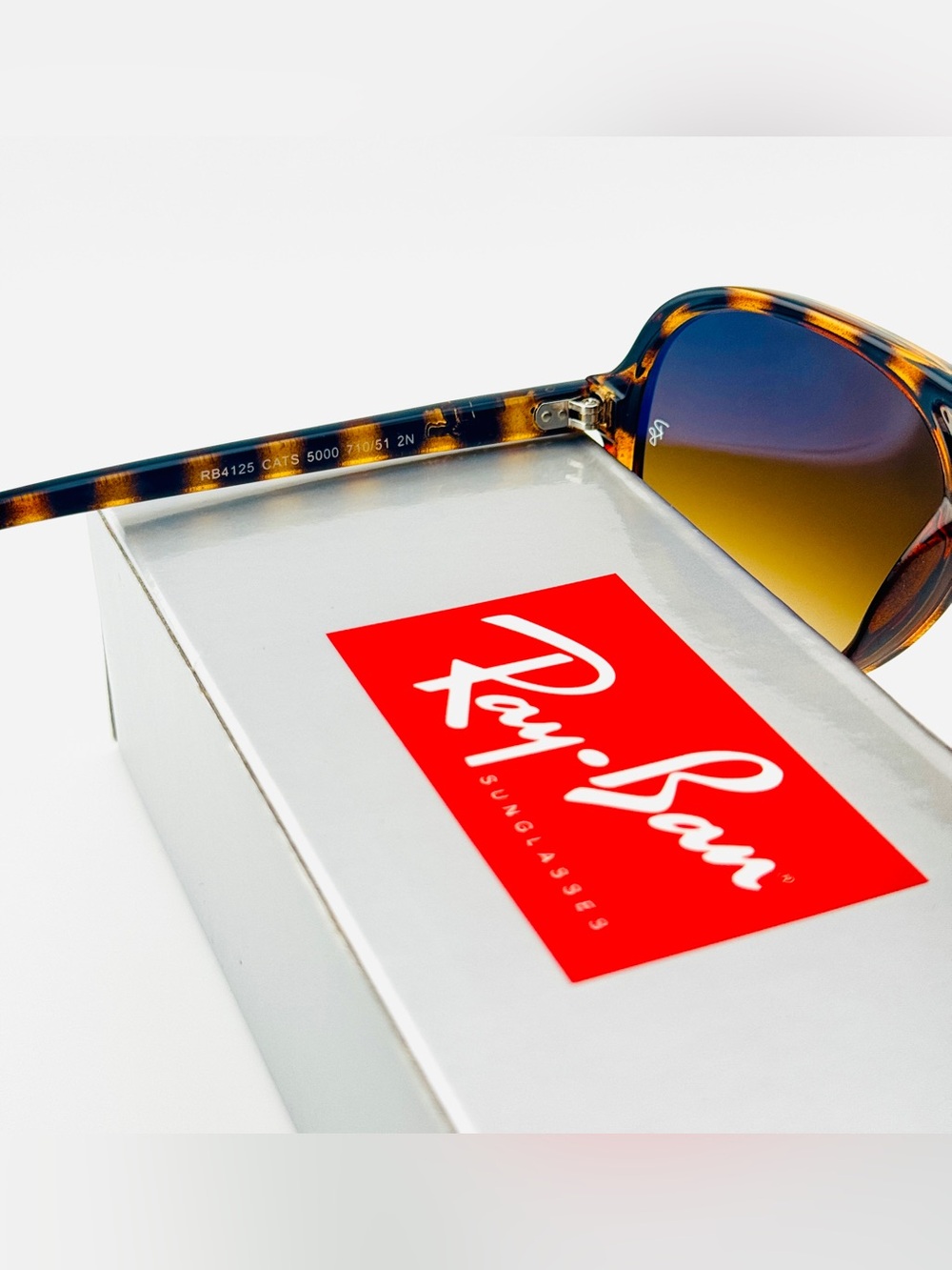 Ray-Ban Sunglasses CATS 5000 Classic Polished Havana Frame Gradient Brown Lenses - Picture 11 of 14